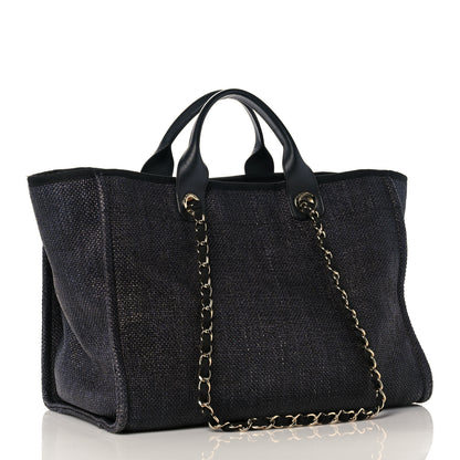 Chanel Woven Straw Raffia Medium Deauville Tote Black 2 of 9