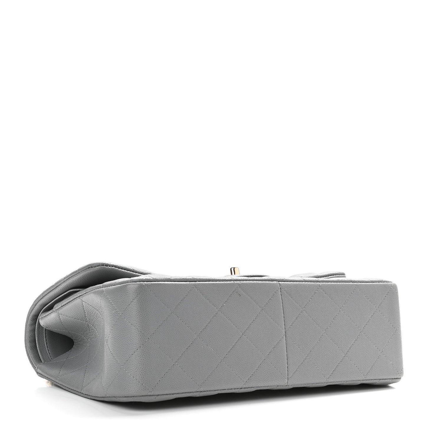 Caviar Quilted Jumbo Double Flap Grey