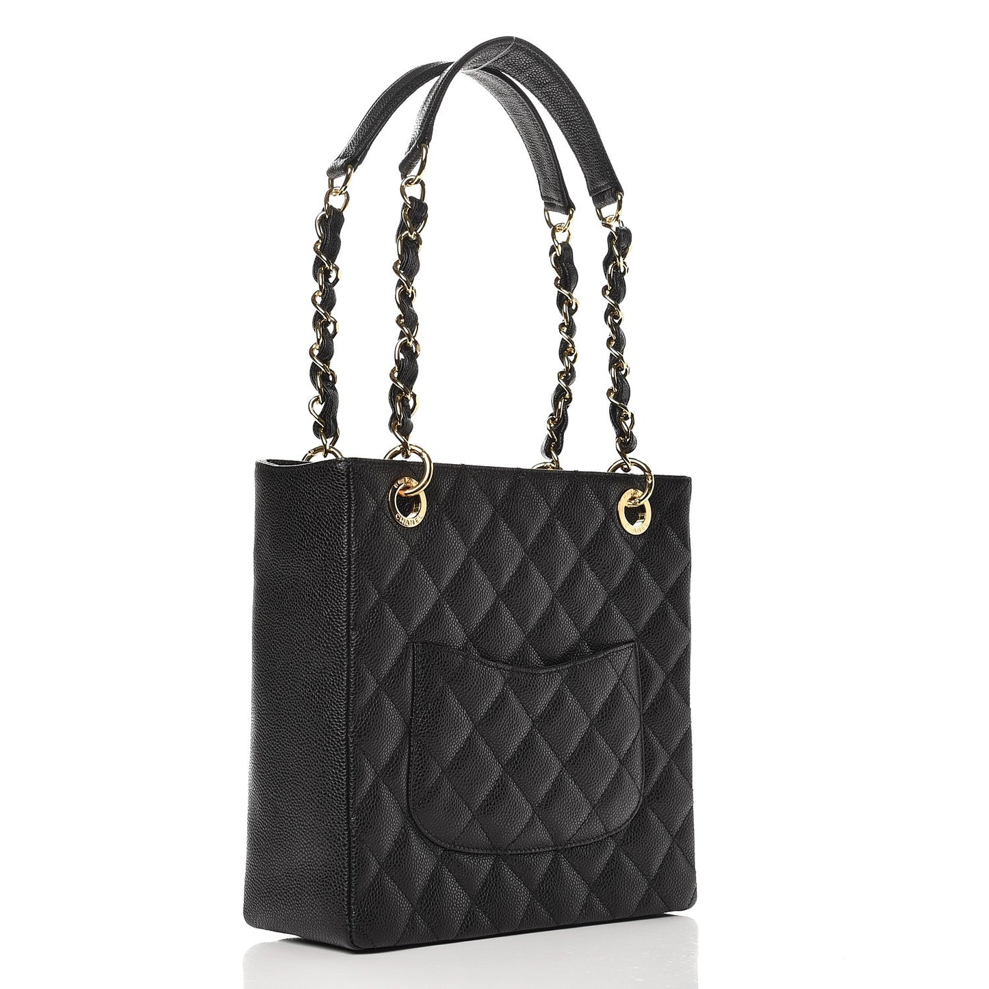 Caviar Quilted Petit Shopping Tote PST Black