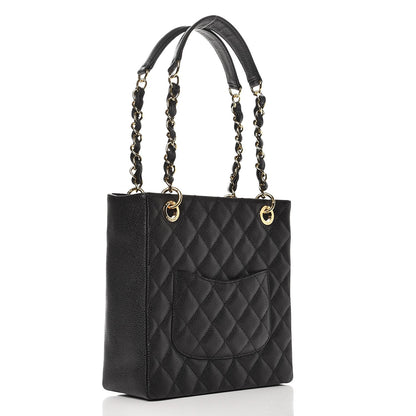 Chanel Caviar Quilted Petit Shopping Tote PST Black 3 of 8