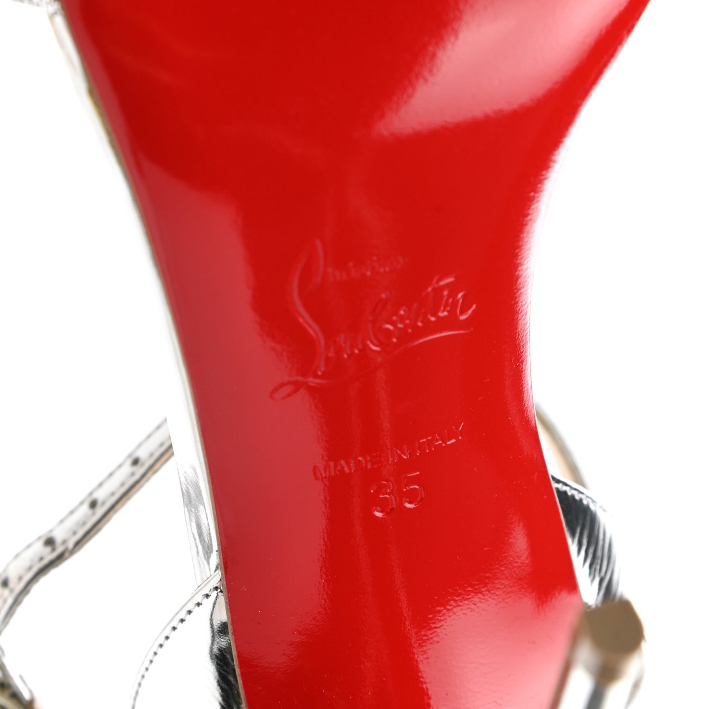 Satin Specchino Okydok 100 Ankle Strap Sandals 35 Silver