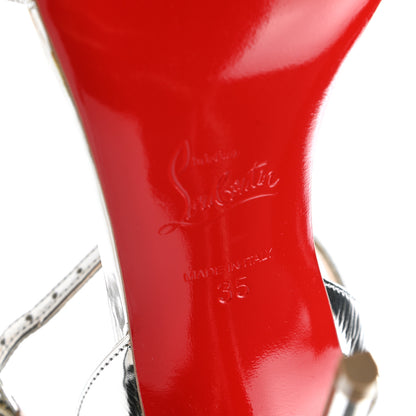 Christian Louboutin Satin Specchino Okydok 100 Ankle Strap Sandals 35 Silver 6 of 10