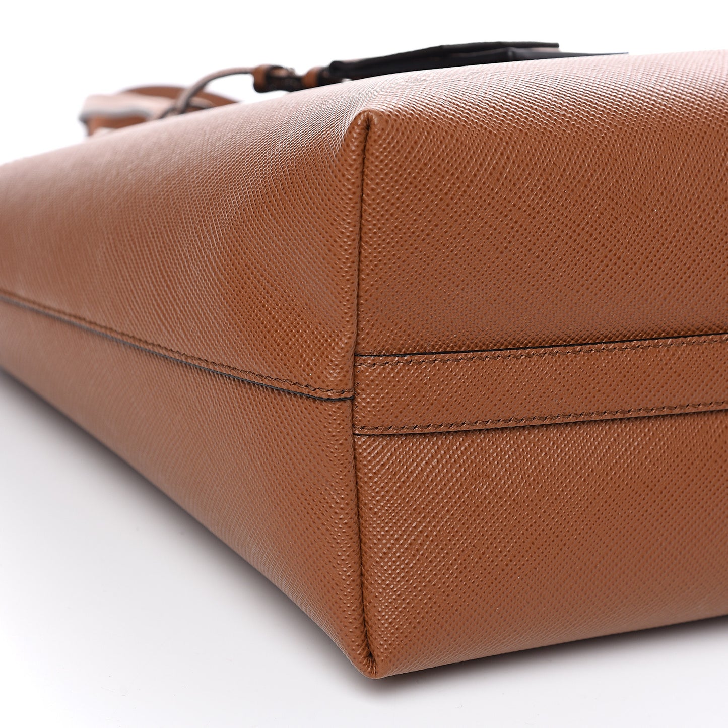 Saffiano Cuir Shopping Tote Cognac Black