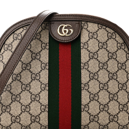 Gucci GG Supreme Monogram Textured Dollar Calfskin Web Small Ophidia Dome Shoulder Bag Beige Ebony New Acero 8 of 10