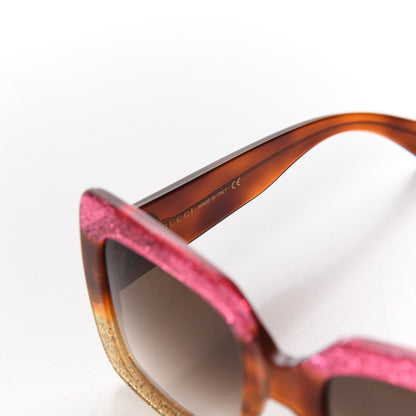 Gucci Acetate Square Frame Sunglasses GG0083S Glitter Pink Multi 6 of 8