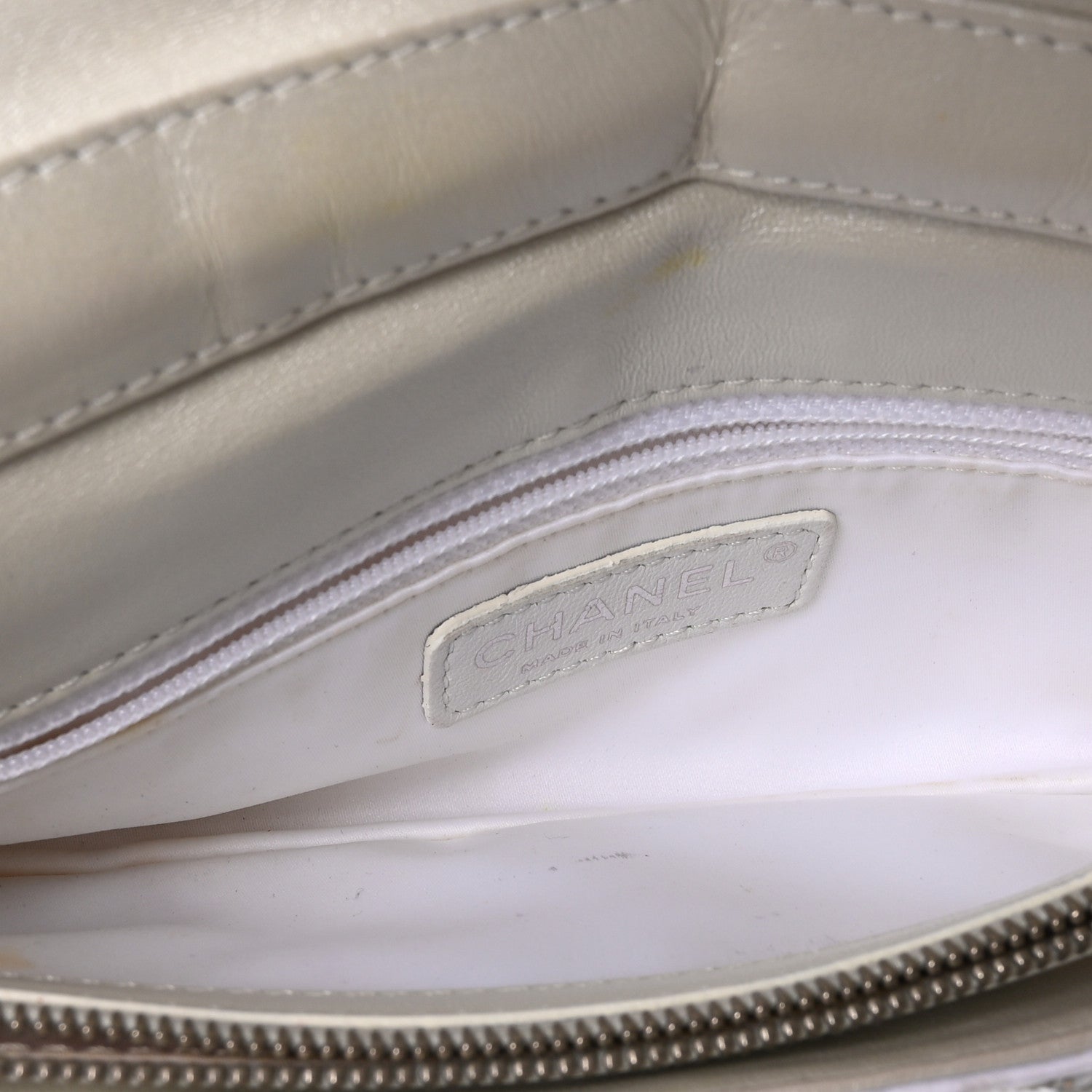 Chanel Sequin East West Flap White Silver 5 of 10