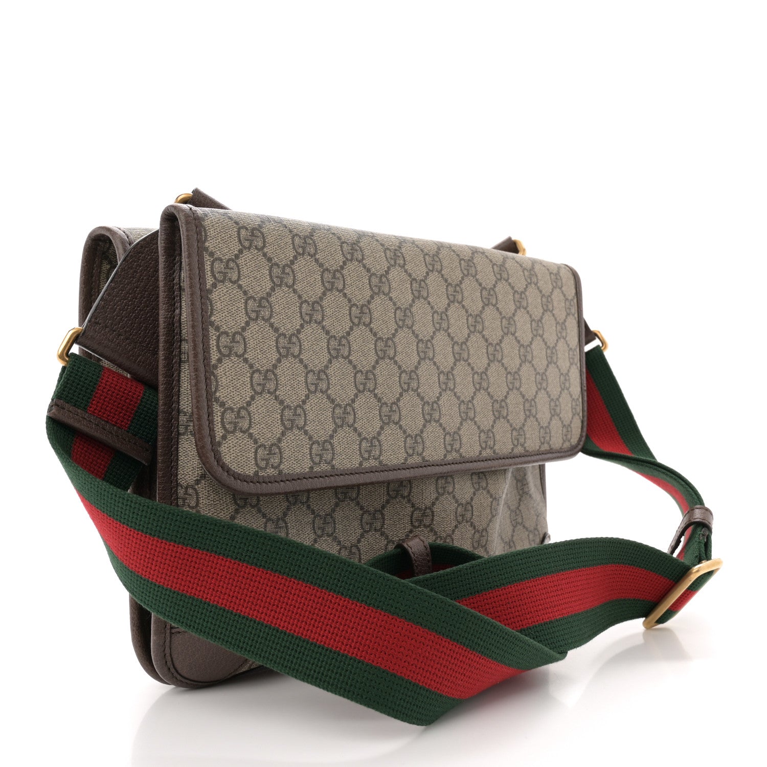 Gucci GG Supreme Monogram Web Neo Vintage Double Flap Messenger Bag Beige New Acero 2 of 11