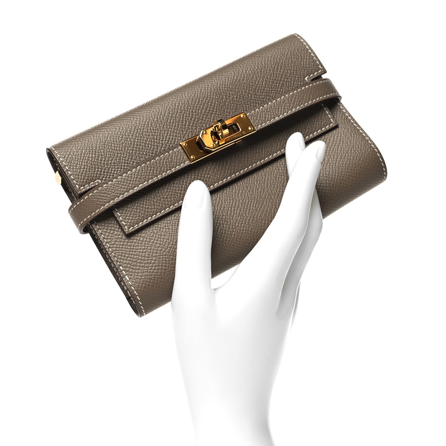 Hermes Epsom Medium Kelly Wallet Etoupe 2 of 9