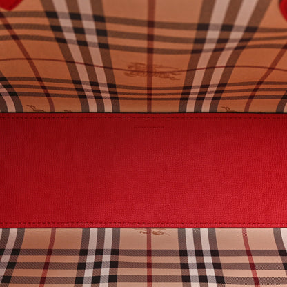 Burberry Grainy Calfskin Haymarket Check Medium Reversible Tote Red 8 of 20