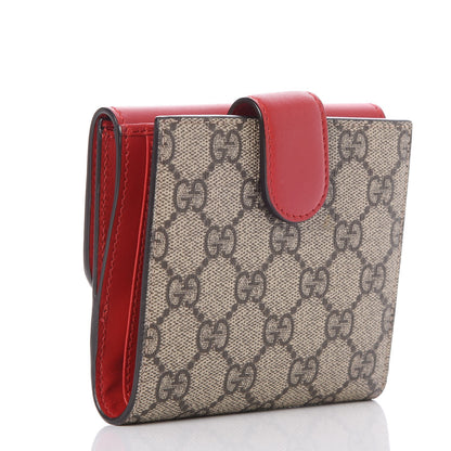 Gucci GG Supreme Monogram Pearl Studded French Wallet Beige Hibiscus Red 3 of 8