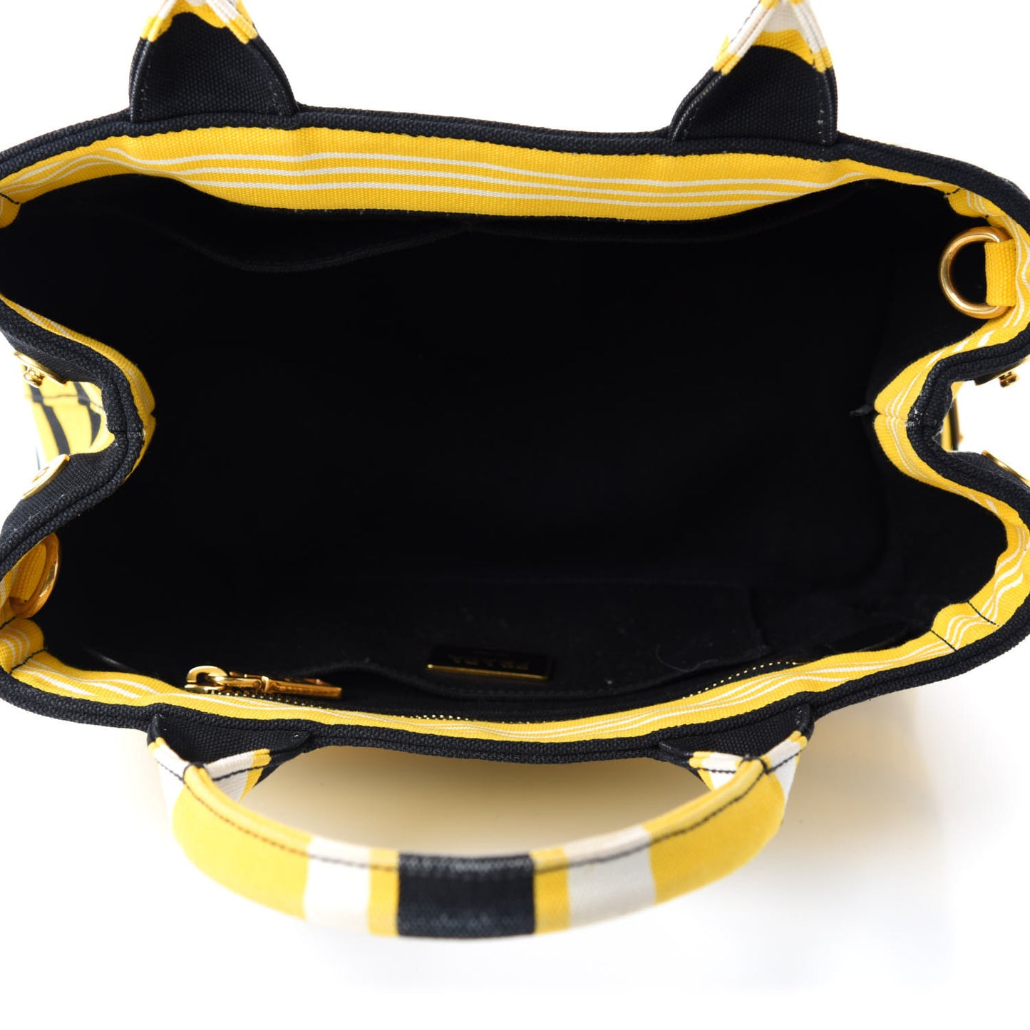 Canvas Canapa Righe Striped Logo Tote Yellow Black