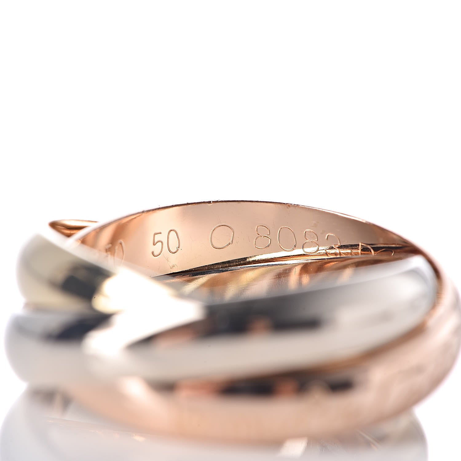 Cartier 18K Pink Yellow White Gold Classic Les Must De Trinity Ring 50 5.25 5 of 6