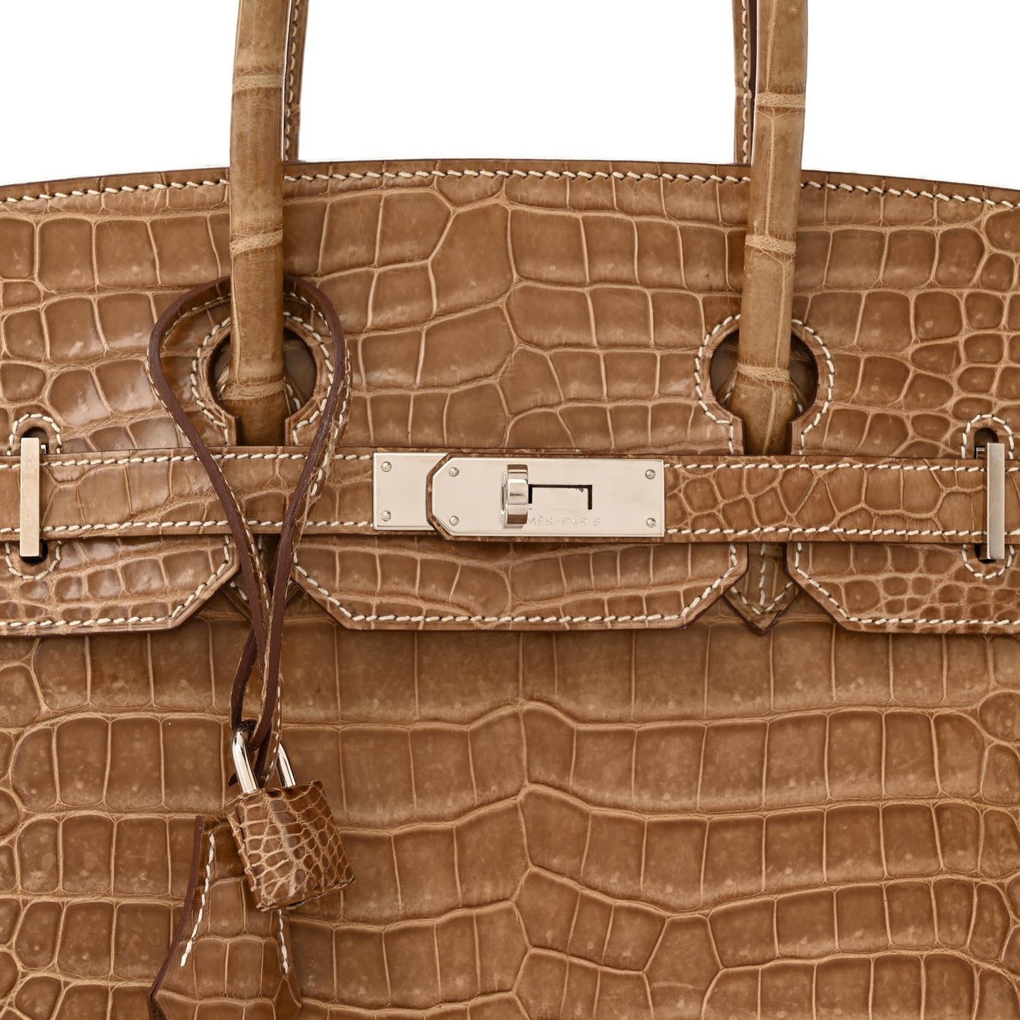 Shiny Porosus Crocodile Horseshoe Birkin 35 Ficelle Gold