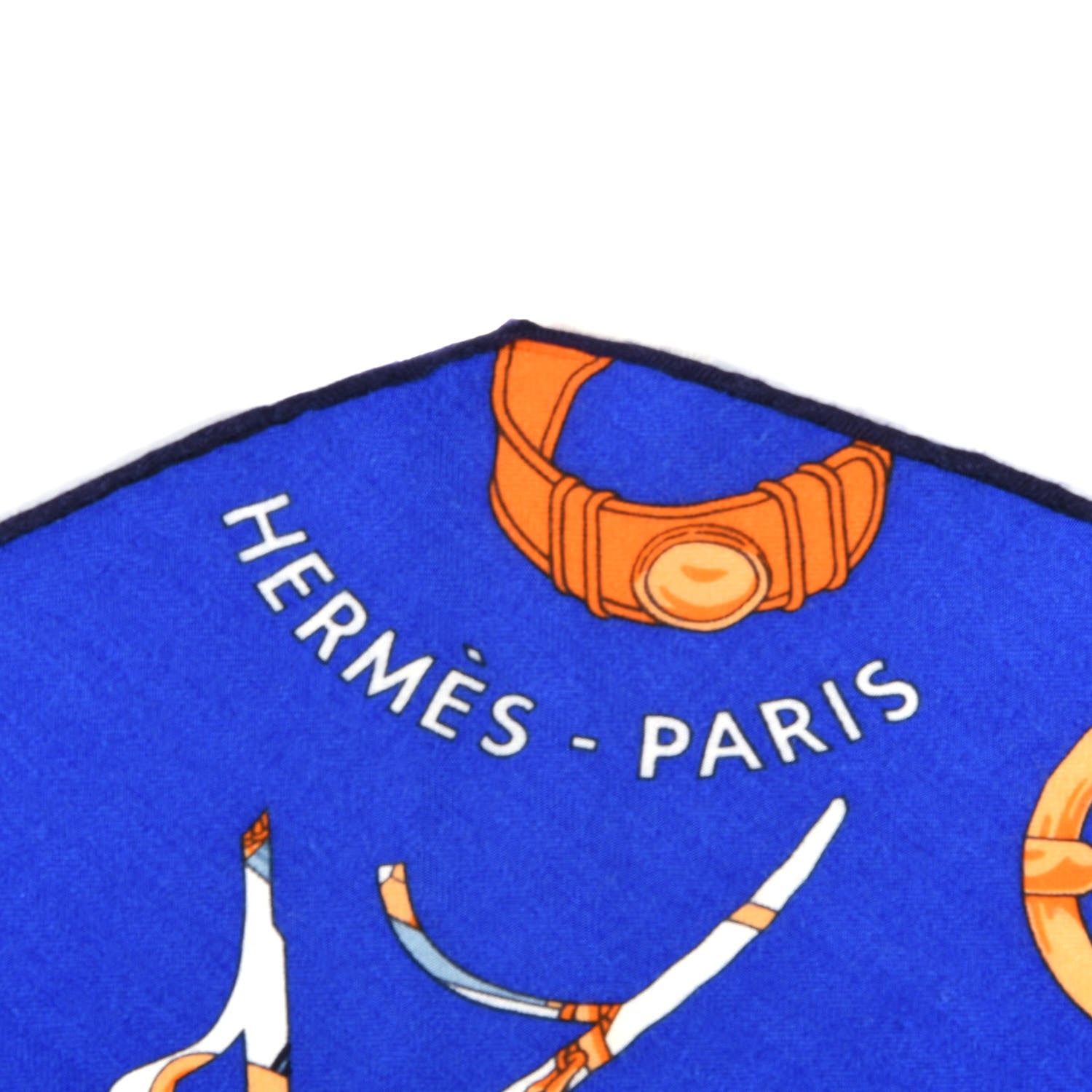 Hermes Cashmere Silk Tout En Carre Losange Shawl MM Bleu Royal Orange Blanc 2 of 5