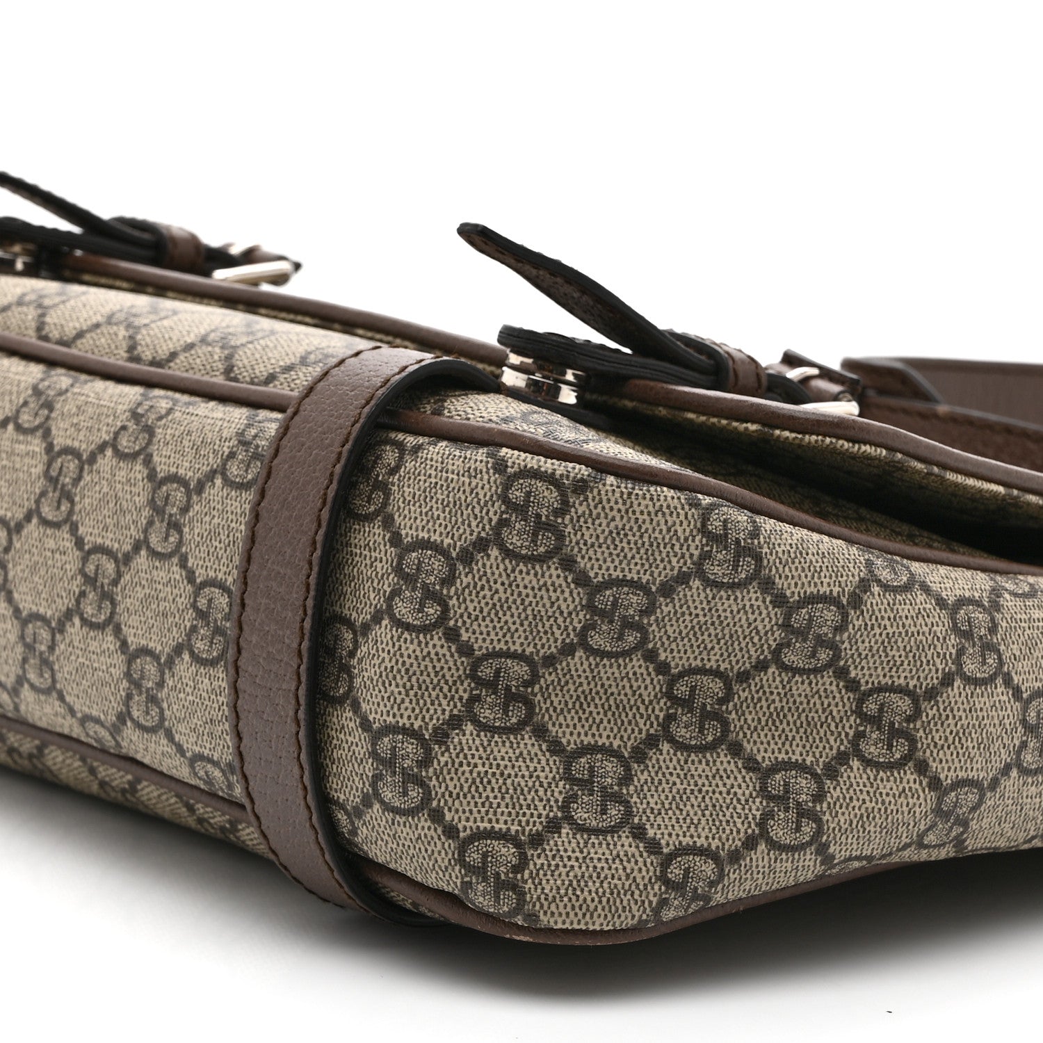 Gucci GG Supreme Monogram Textured Dollar Calfskin Retro Interlocking G Flap Messenger Bag Beige Ebony New Acero 11 of 11