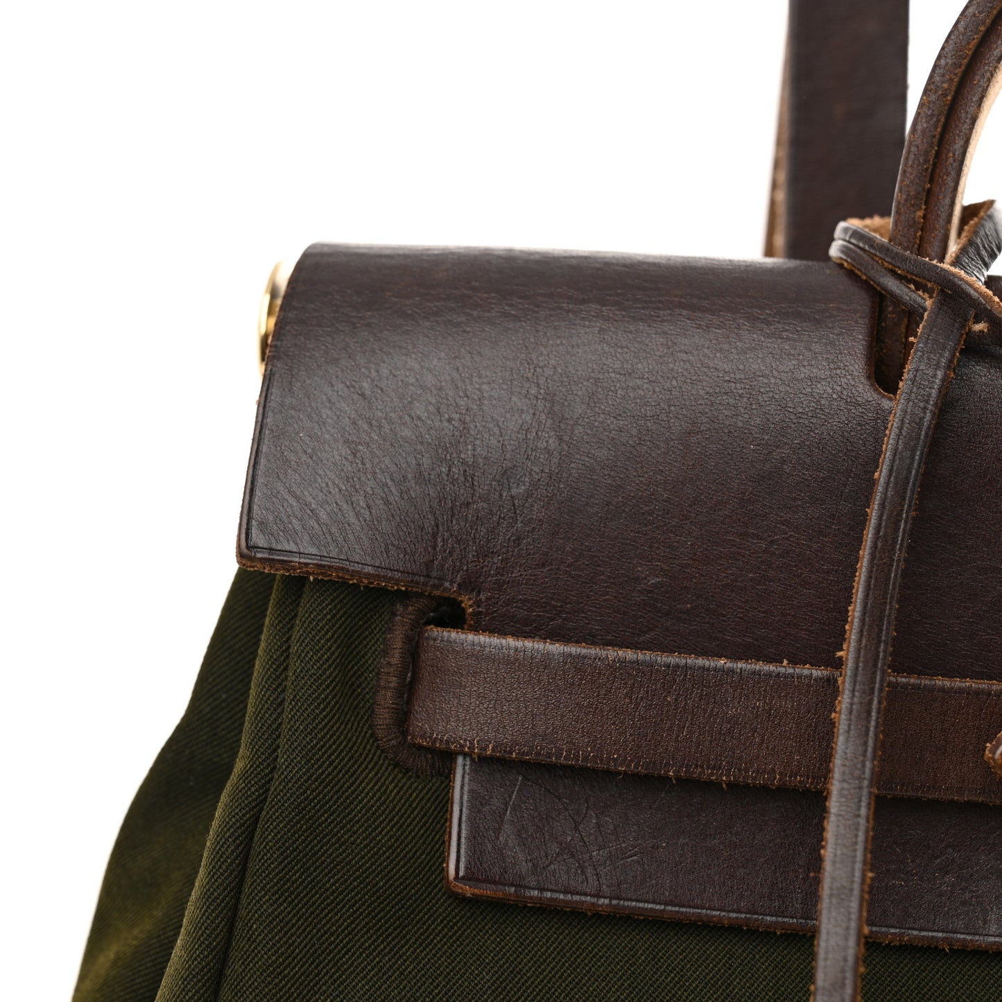 Toile Vache Calfskin Herbag 30 PM Backpack Kaki Ebene