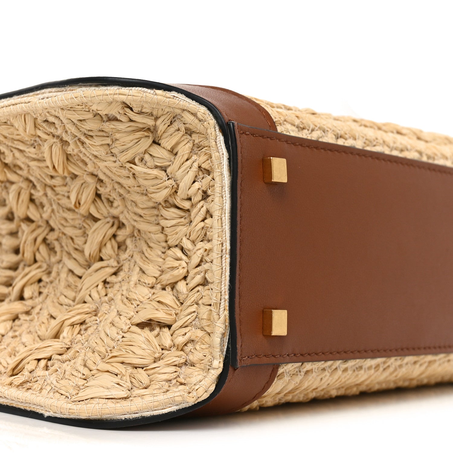 Valentino Garavani Raffia Calfskin Small Vlogo Signature Tote Natural Saddle Brown 8 of 9