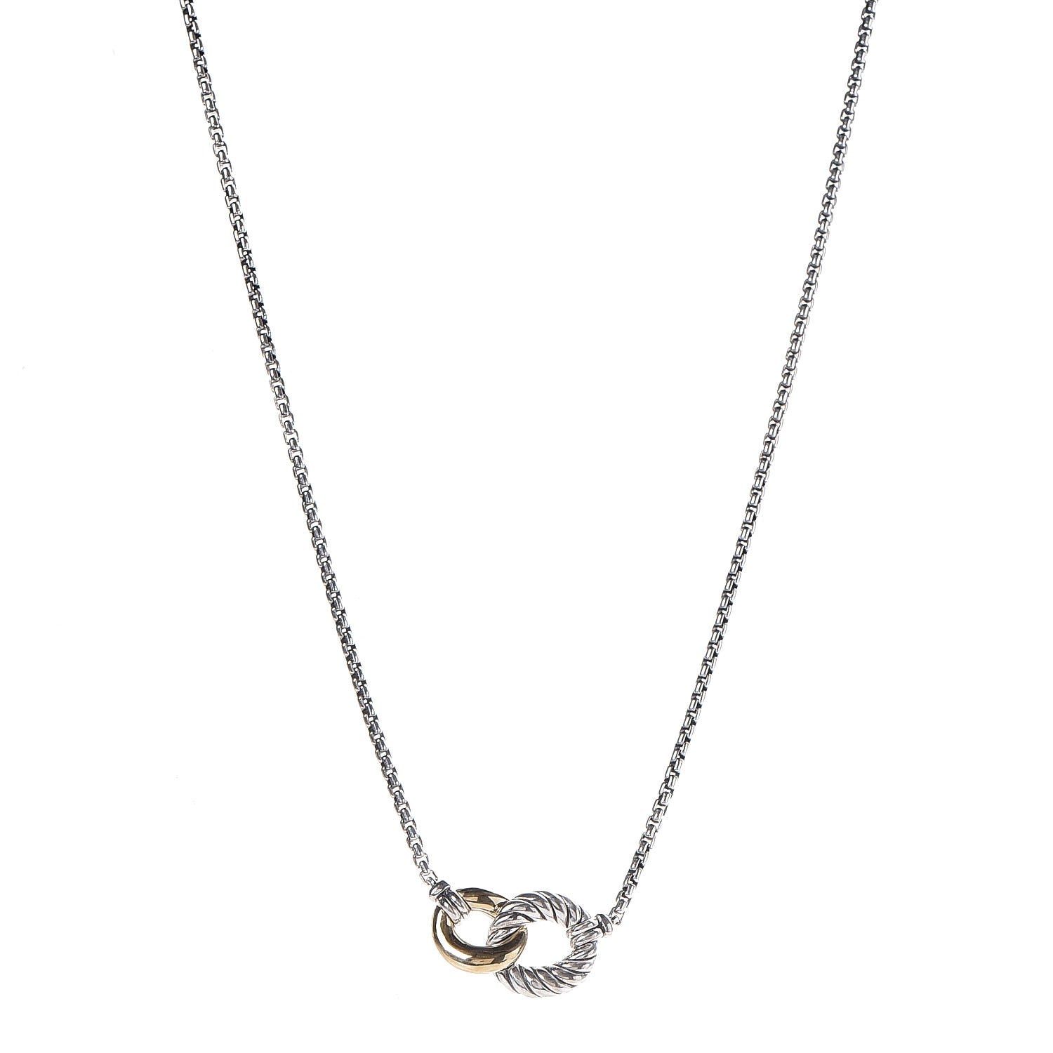 David Yurman Sterling Silver 18K Yellow Gold Belmont Pendant Necklace 1 of 5