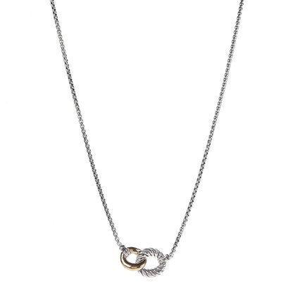 David Yurman Sterling Silver 18K Yellow Gold Belmont Pendant Necklace 1 of 5