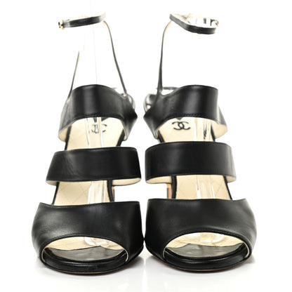 Chanel Lambskin CC Sandals 39 Black 2 of 10