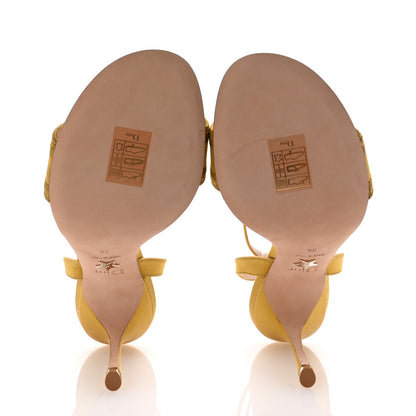 Christian Dior Cotton Strass Embroidered Dway Heeled Sandals 36 Dark Saffron 6 of 10