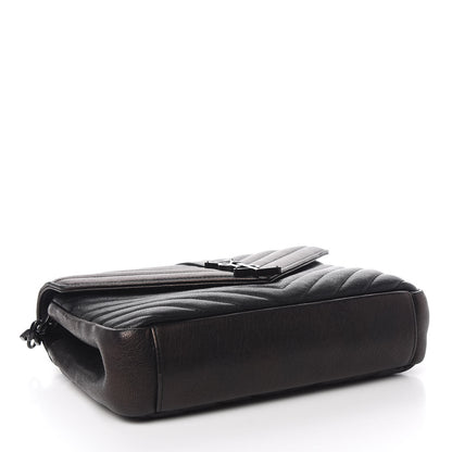 Saint Laurent Sheepskin Matelasse Chevron Monogram Monochrome Medium College Bag Black 3 of 11