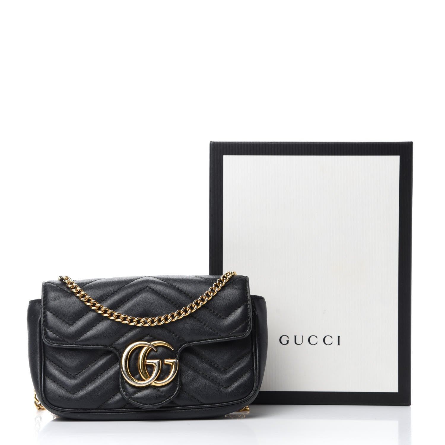 Gucci Calfskin Matelasse Super Mini GG Marmont Shoulder Bag Black 16 of 16