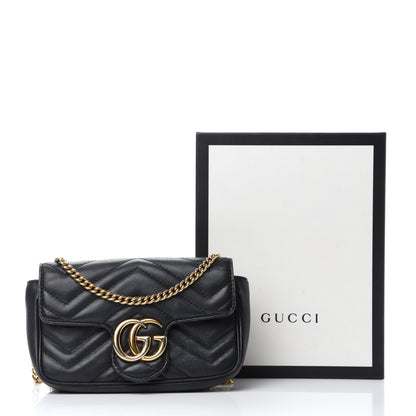 Gucci Calfskin Matelasse Super Mini GG Marmont Shoulder Bag Black 16 of 16