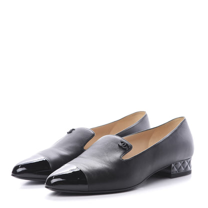 Chanel Lambskin Patent CC Cap Toe Mocassin Loafer 39.5 Black 3 of 7