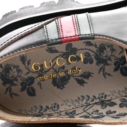 Gucci Cordovan Lux Web Arley Lug Sole Loafers 10 Black Verde Hibiscus Red 7 of 10