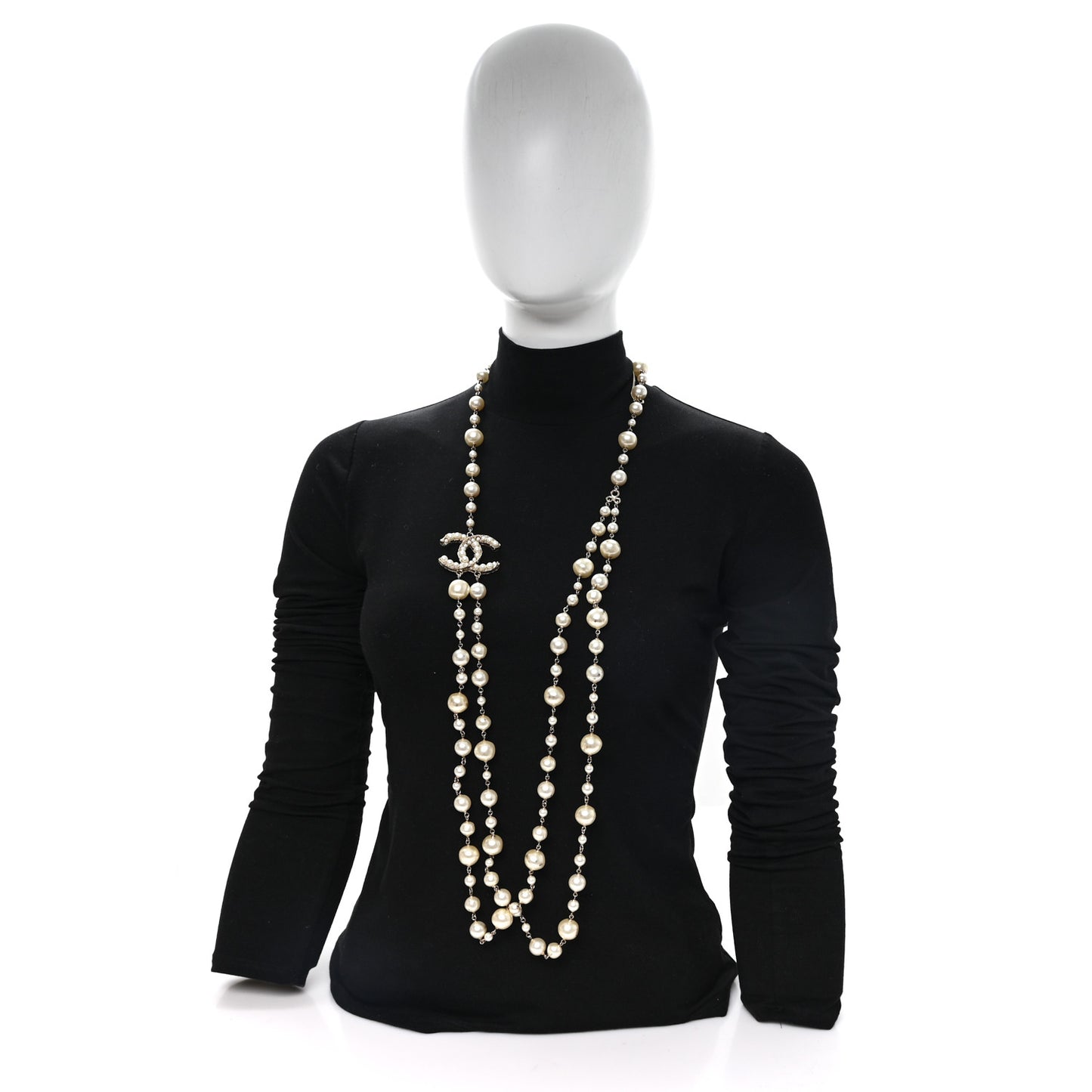 Pearl CC Long Necklace Gold