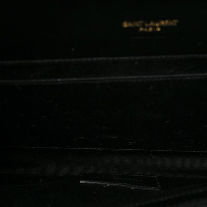 Saint Laurent Grain De Poudre Matelasse Chevron Monogram Envelope Clutch Black 4 of 7