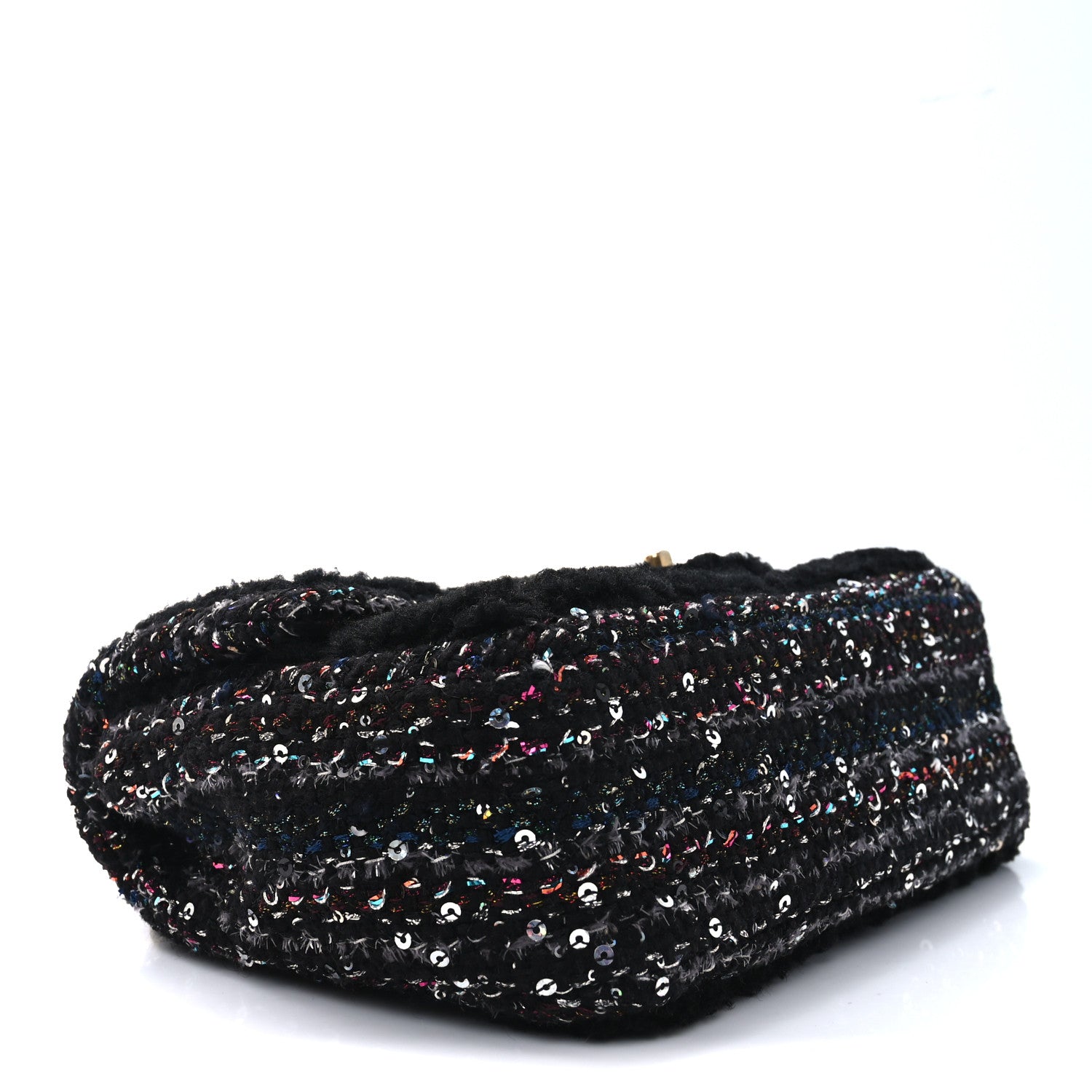 Chanel Shearling Sequin Tweed Quilted Single Flap Black 9 of 10