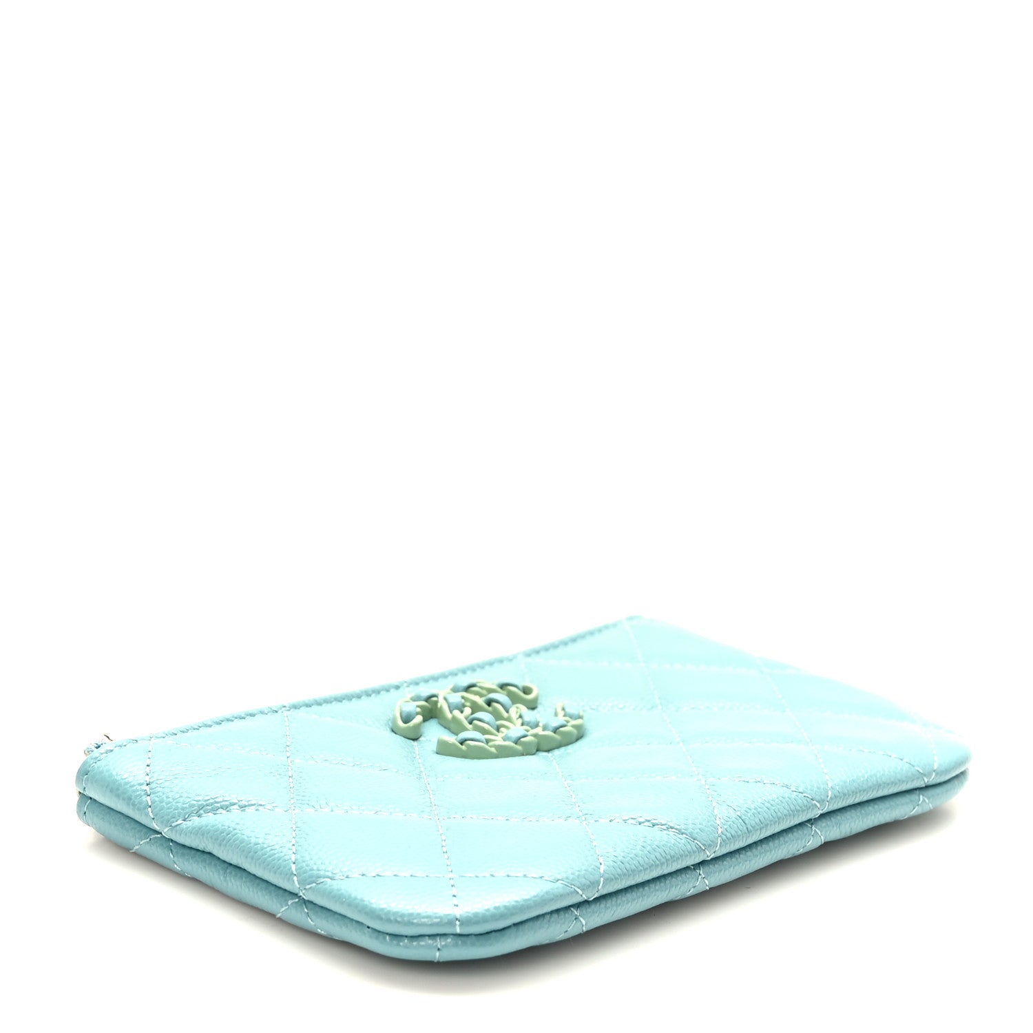 Chanel Caviar Chanel 19 Quilted Cosmetic Case Light Blue 4 of 8