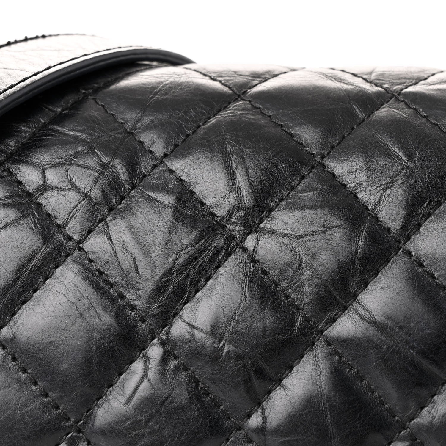 Chanel Crumpled Calfskin Quilted Medium Casual Rock Flap Black 8 of 12