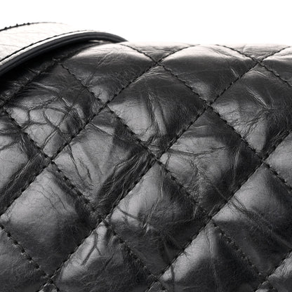 Chanel Crumpled Calfskin Quilted Medium Casual Rock Flap Black 8 of 12