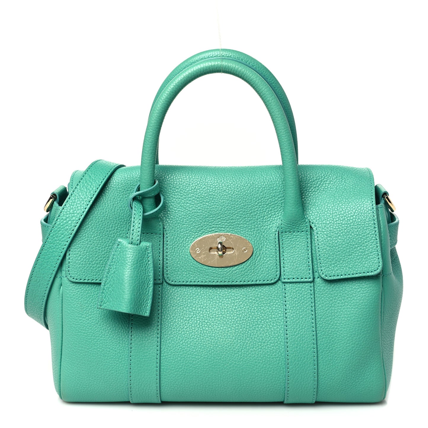 Classic Grain Small Bayswater Satchel Aqua Green