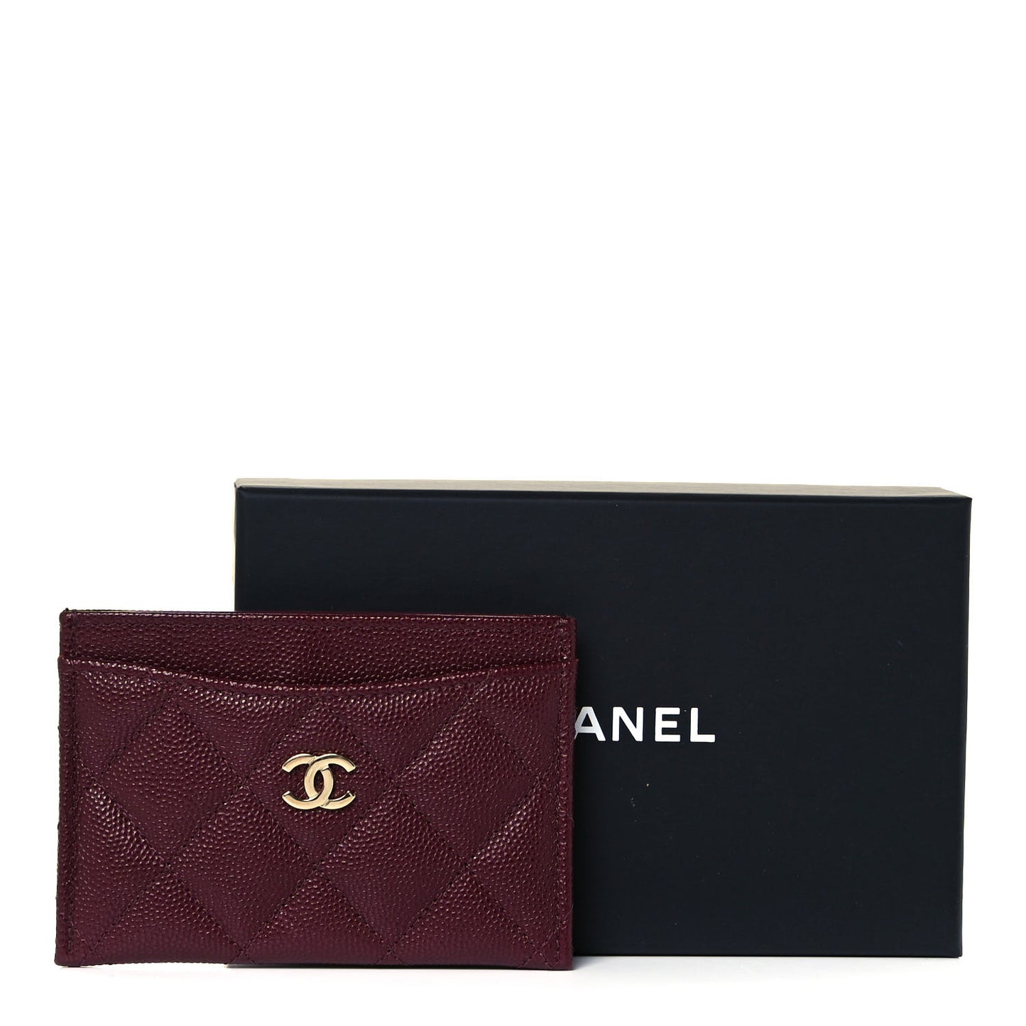 Caviar Quilted Card Holder Burgundy