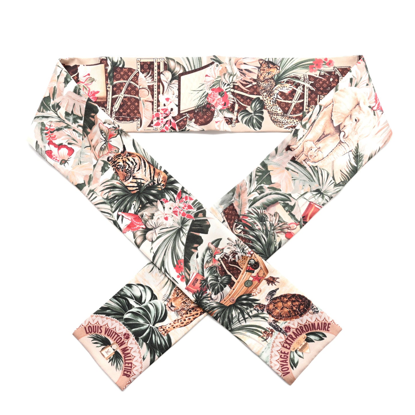 Silk Voyage Extraordinaire Bandeau Scarf Beige
