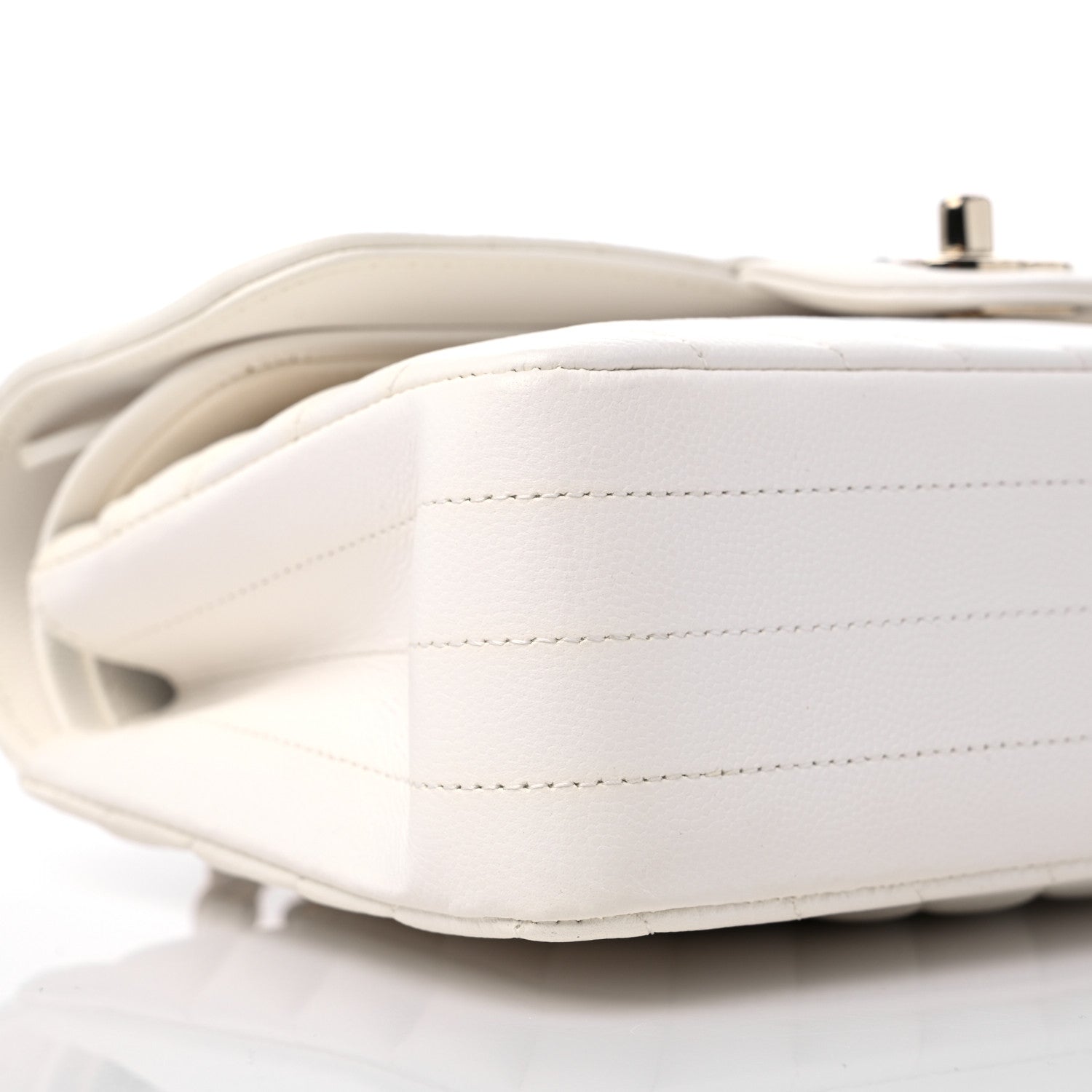 Chanel Caviar Chevron Quilted Small Double Flap White 8 of 9