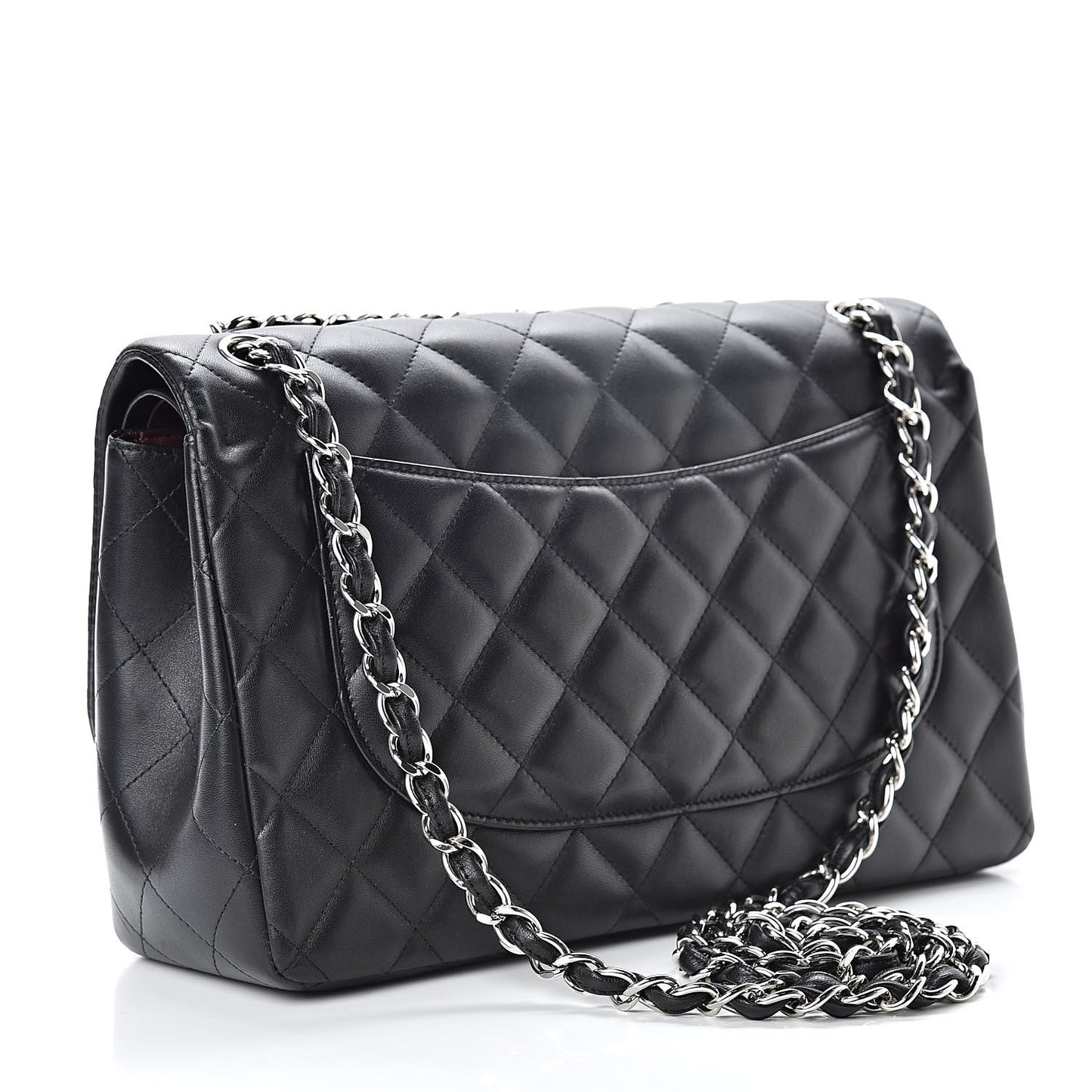 Lambskin Quilted Jumbo Double Flap Black