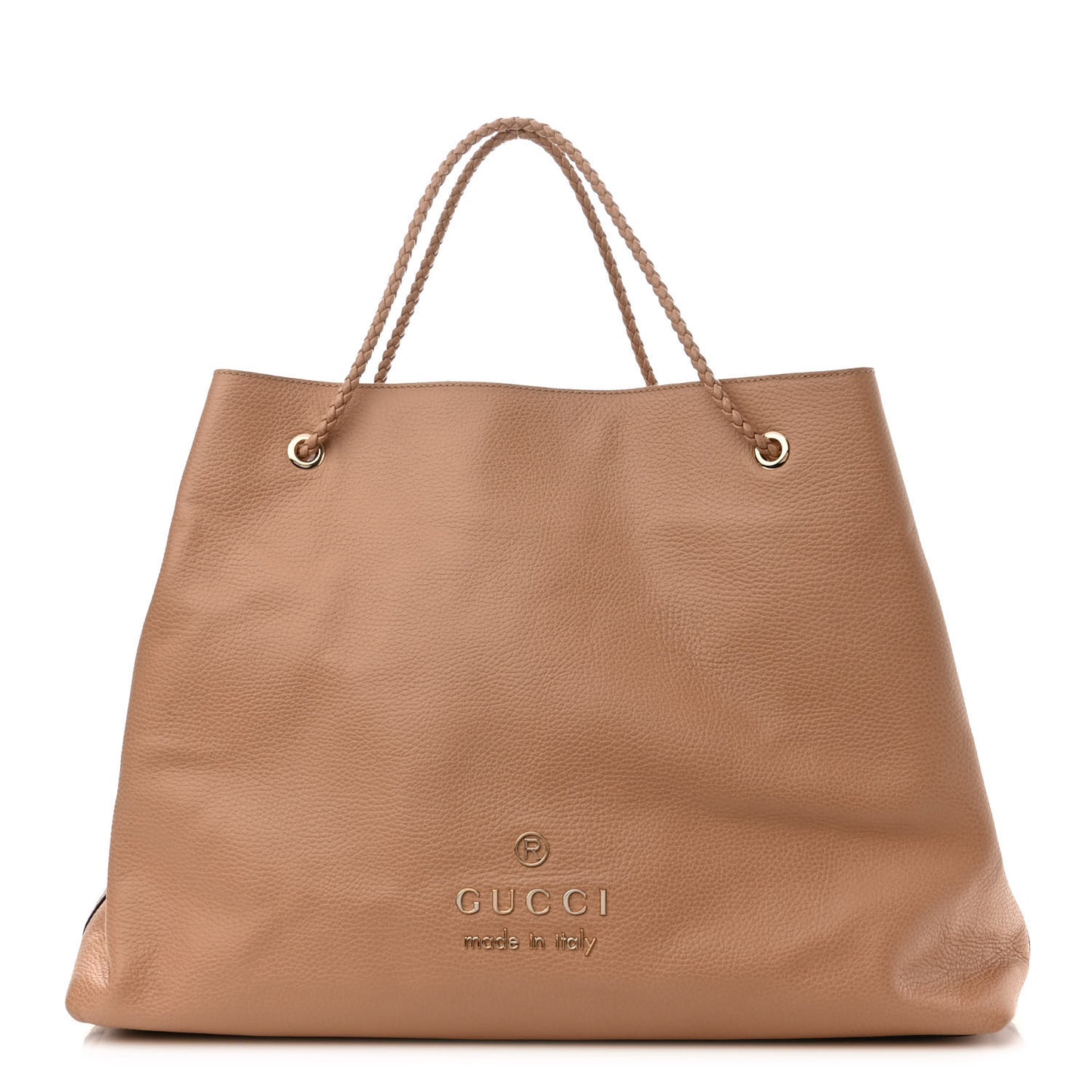 Calfskin Large Gifford Braided Handle Tote Rose Beige
