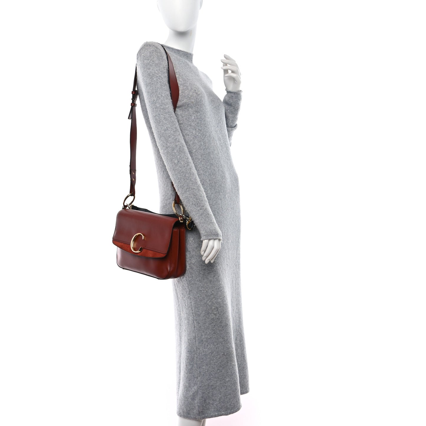 Calfskin Small C Double Carry Sepia Brown