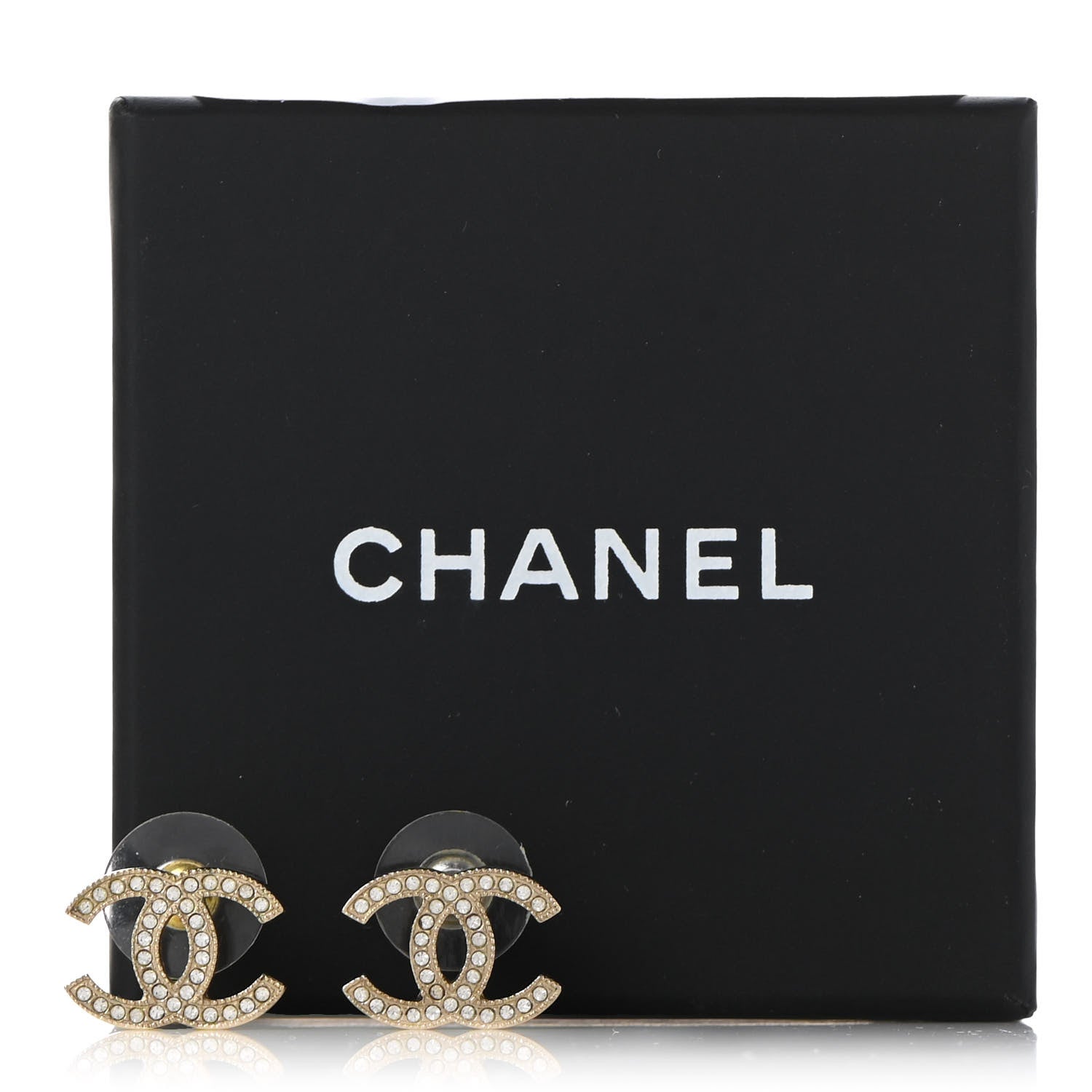Chanel Crystal CC Earrings Gold 5 of 5