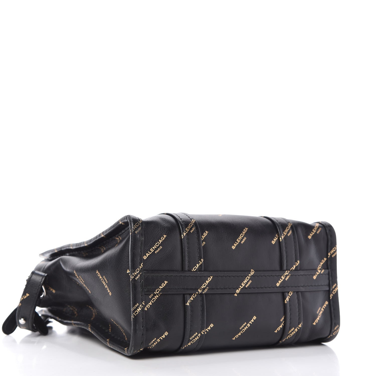 Balenciaga Calfskin Allover Logo XS Bazar Shopper Tote Black Gold 4 of 10