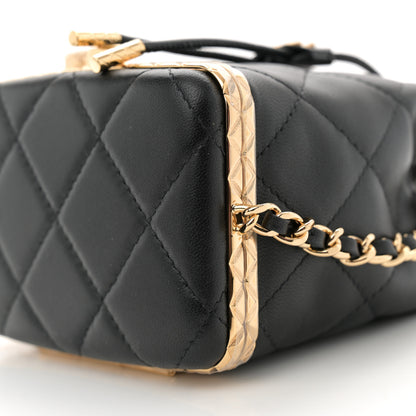 Chanel Metal Lambskin Quilted Small Chain Bucket Bag Black 11 of 12