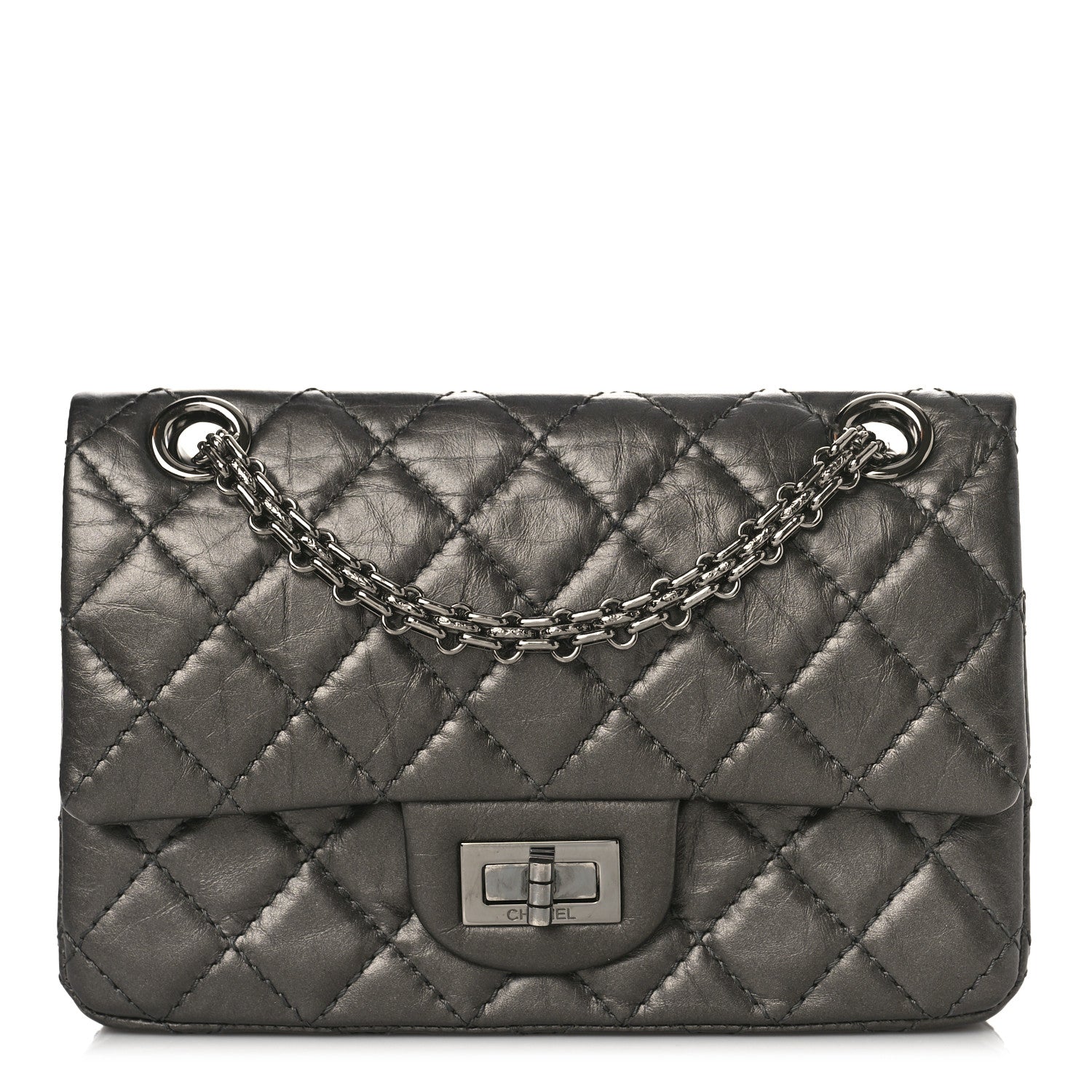 Chanel Aged Calfskin Quilted 2.55 Reissue Mini Flap Dark Silver 1 of 10