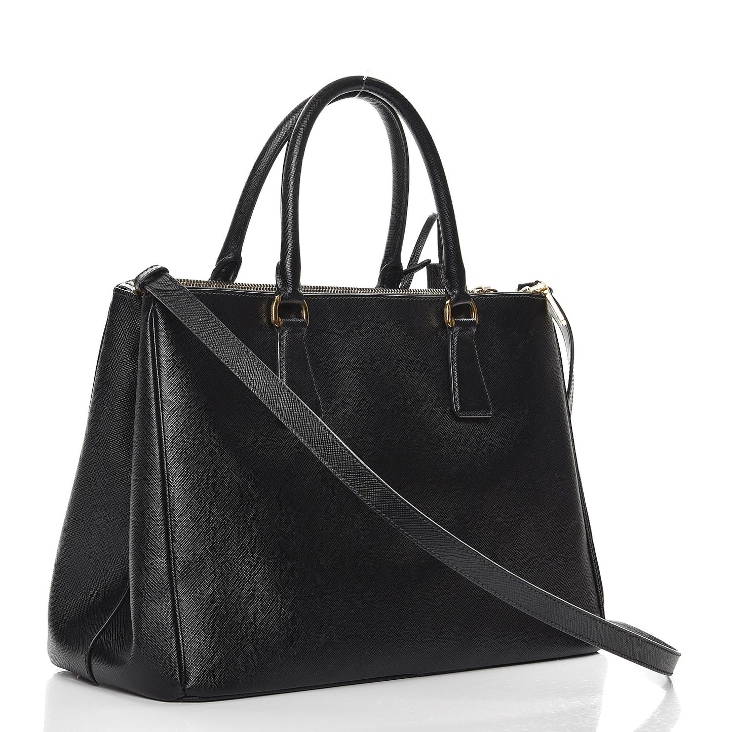 Saffiano Medium Galleria Double Zip Tote Black