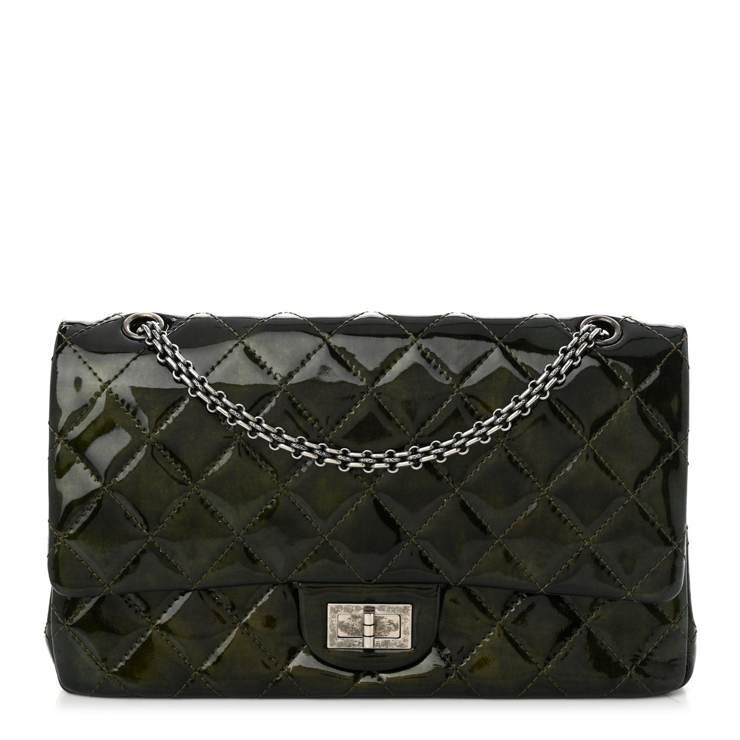 Patent Quilted 2.55 Reissue 226 Flap Green