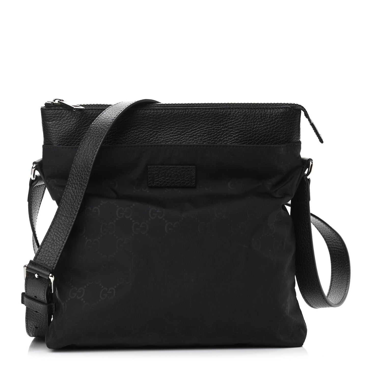 Nylon Monogram Dollar Calfskin Flat Messenger Bag Black